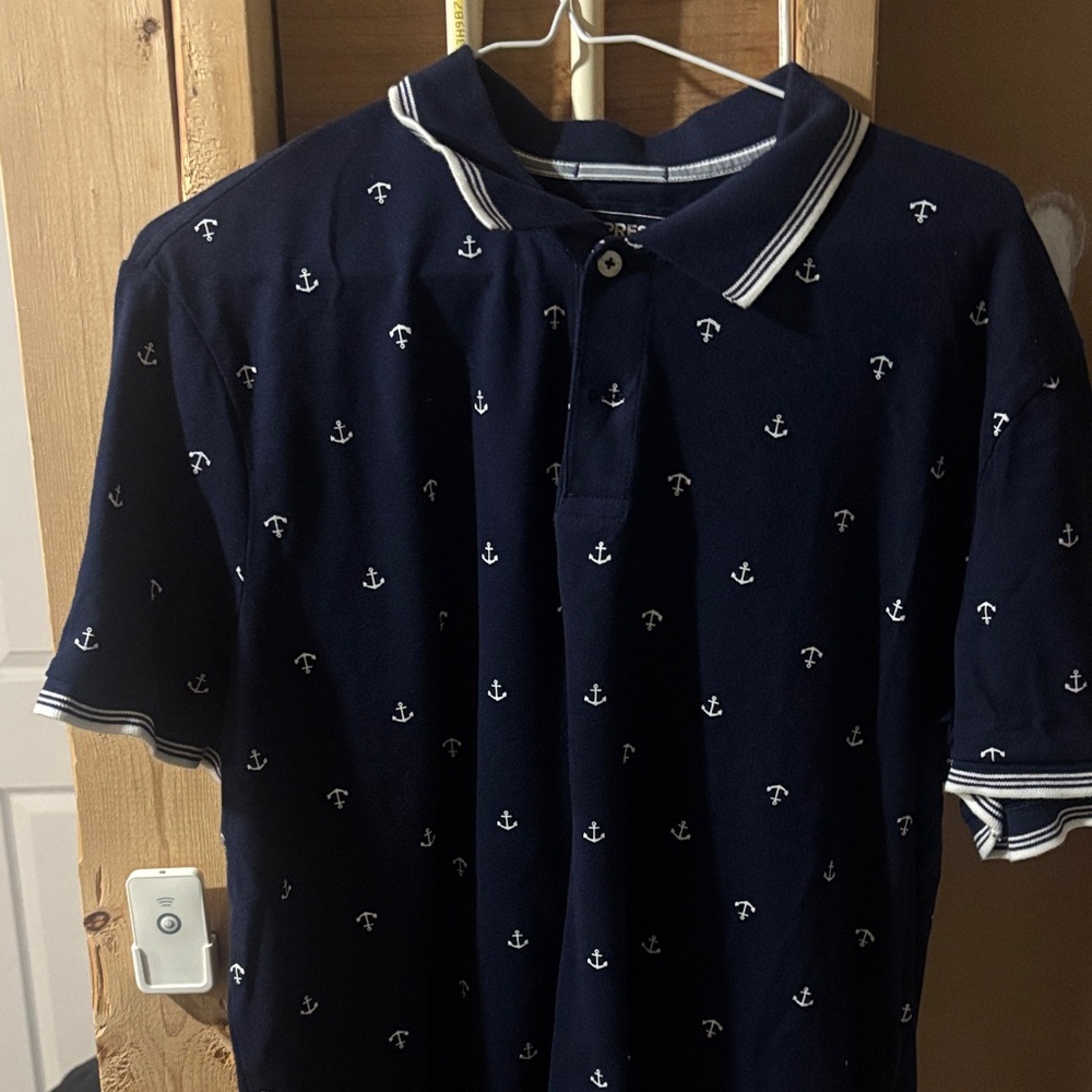 Express Dark Blue Polo with White Anchor Design